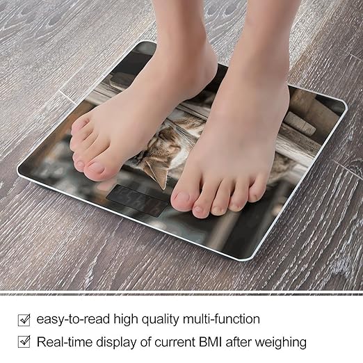 Cat Sleeping Scale for Body Weight Anti-Slip Sturdy Tempered Glass Weighing Machine Highly Digital Accurate Bright LCD Bathroom Scale for Household Gift