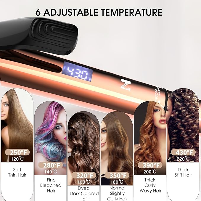 Nicebay Curling Iron 1 Inch Hair Curling Wand with Ceramic Coating Professional Hair Curler Fast Heating up to 430°F 60 Mins Auto Off Suit for Different Hairstyle Yellow