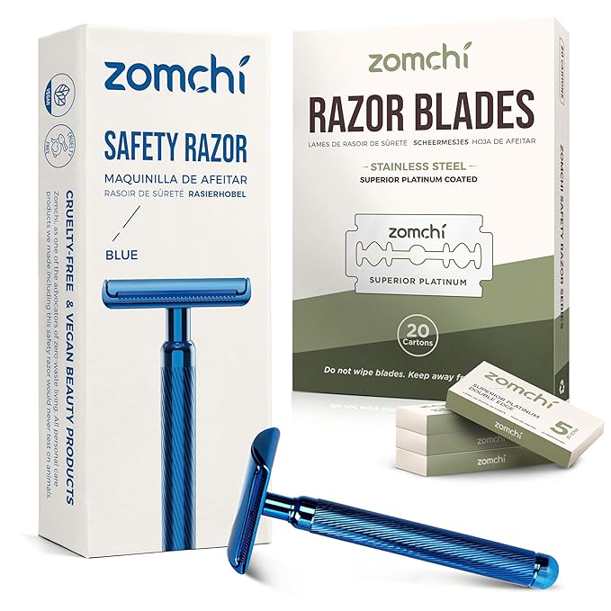 Upgrade Double Edge Safety Razor with 100 Counts Safety Razor Blades