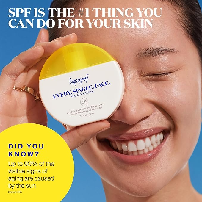 Supergoop! Every. Single. Face. Watery Lotion - 1.7 fl oz - Pack of 2 - Broad Spectrum SPF 50 PA++++ Sunscreen Lotion - Water &amp Sweat Resistant - All Skin Types