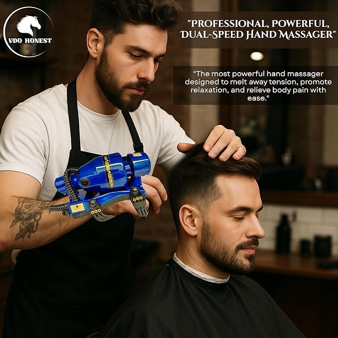 Full Body Corded Massager for Barbers Electric Powerful Double Speed Muscle Relaxer with Floating Head Action for Pain Relief &amp Circulation (Blue)