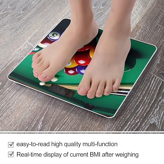 Billiards Bathroom Scale Automatic Power On/Off Body Scales LCD Backlight Display Square Digital Scale Rounded Corners Bathroom Scales for Home Bedrooms