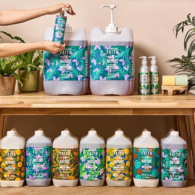 Faith In Nature Natural Hand Wash &amp Body Wash Set - Vegan &amp Cruelty Free No SLS or Parabens - 2 x 169 fl oz Value Bundle Pack Lavender &amp Geranium