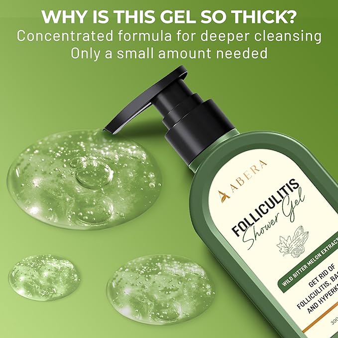 ABERA Folliculitis BHA Shower Gel High-Performance Folliculitis Body Wash Wild Bitter Melon Extract Reduces Back Acne &amp Hyperkeratosis 2 Boxes + Grapefruit Shampoo for Hair Loss