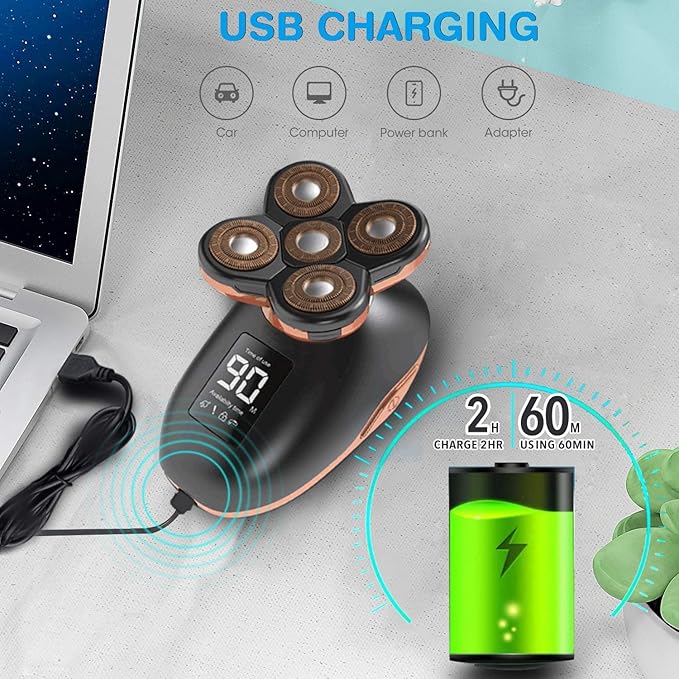 Electric Razor for Men 5D Floating Electric Shaver for Men 5 in 1 Shavers Bald Men Beard Trimmer Grooming Kit LED Display USB Rechargeable