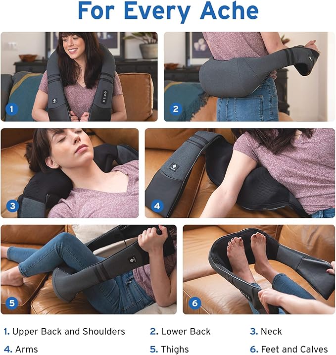 Etekcity FSA Eligible Cordless Neck Massager with Heat for Pain Relief Deep Tissue FSA Wearables Rechargeable Shiatsu Back Shoulder Massage Tool Best Gift for Mother Father HSA Items