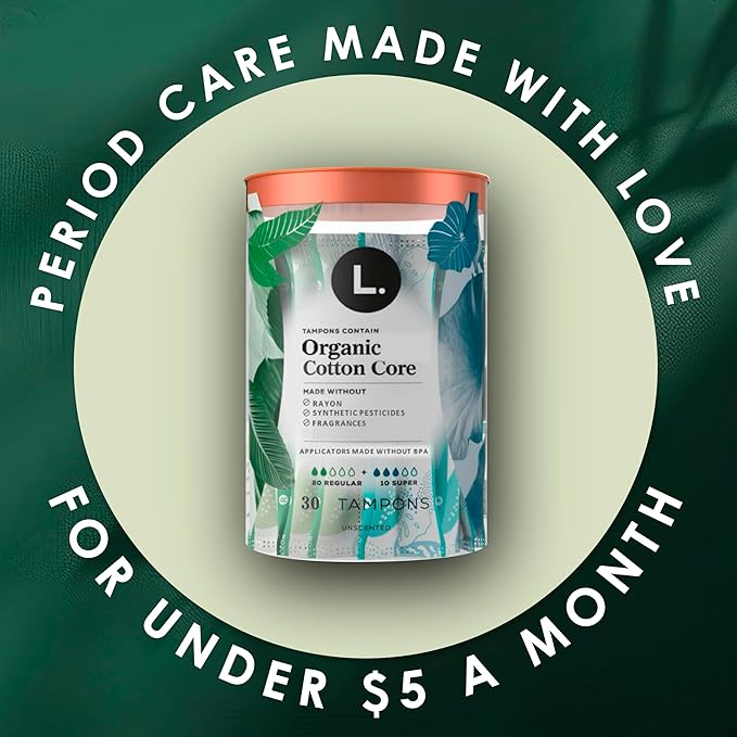 L. Cotton Tampons Light/Regular Absorbency Multipack Contains an Organic Cotton Core Made Without Synthetic Pesticides or Fragrances 84 Count (2 Packs of 42)