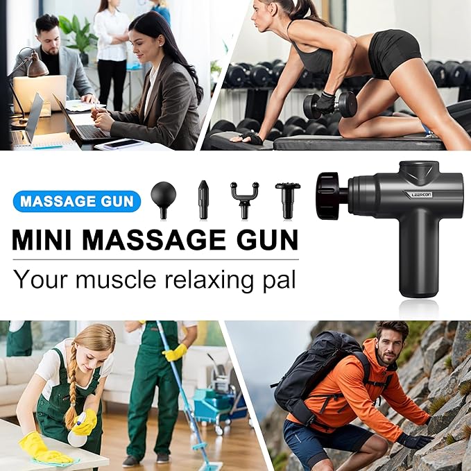 Massage Gun with Heat Deep Tissue Neck Massager Gun Back Massager for Pain Relief with 5 Heads &amp 6 Speeds Portable - Birthday Gifts for Men Women
