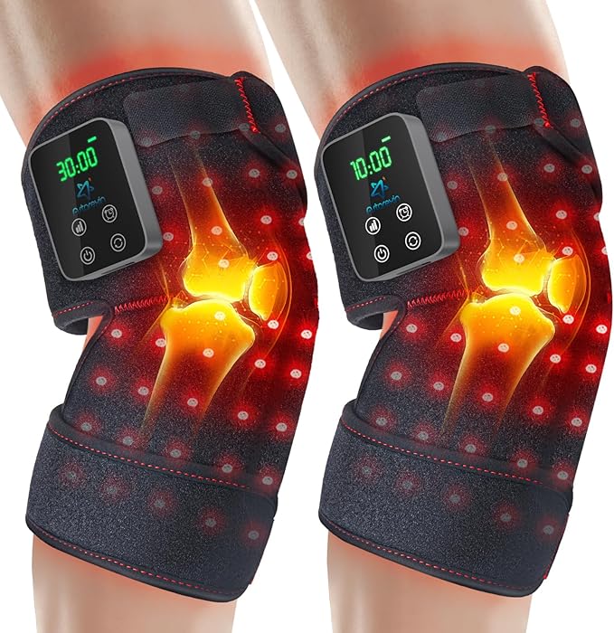 2-Pack Red Light Therapy for Knee Brace Wireless 72 LEDs Knees Wraps with 660nm &amp 850nm Infrared Light 3000mAh Battery Heat &amp Pulse for Knee Elbow Shoulder Joint Pain Relief