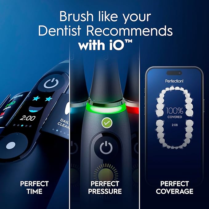 Oral-B iO Deep Clean + Protect Rechargeable Electric Toothbrush Saphire Blue iO Series 7 2 Replacement Brush Heads Charging Travel Case