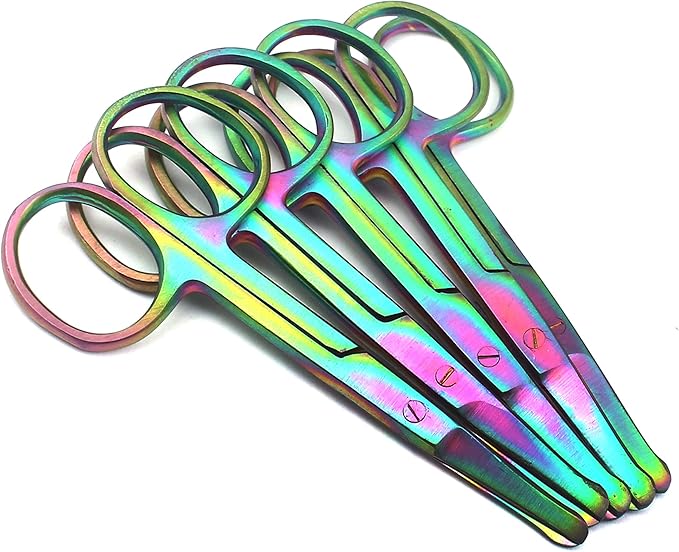 Set of 10 Pieces 3.5 Rainbow Nose Scissors Straight &amp Curved Mustache Scissors Ear Beard Trimming Eyebrow Shears Personal Grooming Men Women Stainless Steel Multi-purpose