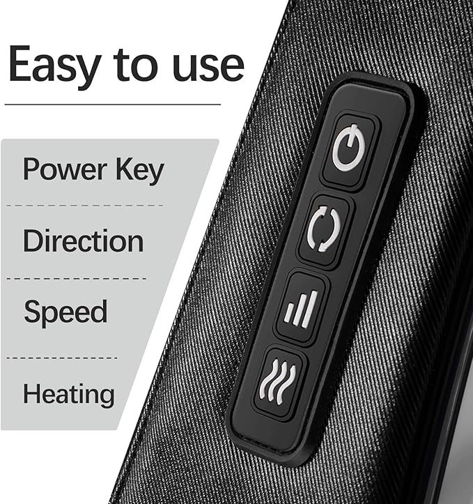 Mirakel Shiatsu Neck &amp Back Massager with Heat - Deep Tissue Neck Back &amp Shoulder Pain Relief - Ergonomic Design Shoulder Massager Electric Kneading Whole Body Massage Pillow Gifts for Women