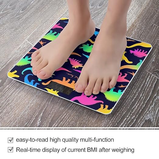 Automatic Switch Digital Bathroom Weighing Scale Smart Scale for Body Weight Neon Funny Dinosaurs