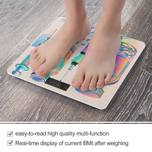 Gradient Medical Items Pattern Weight Scale Highly Accurate Digital Weighing Scale with Large LCD Display Smart Bathroom Scales for Home Bedrooms and Gift Giving