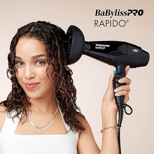 BaBylissPRO Hair Dryer Nano Titanium Rapido 2000-Watt Blow Dryer Hair Styling &amp Appliances Black BRAP1