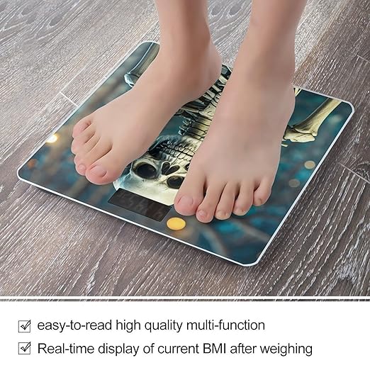 Skeleton Next to Scale for Body Weight Digital Bathroom Scale Toughened Glass High Precision Scales for Body Weight with Large LCD Backlight Display Weight Scales