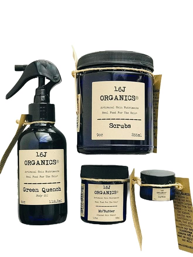 Body Bath Spa Collection - Gift Set- Organic 100% Natural - Body Oil Body Butter Lip Balm Scrub - Treat &amp Feed Your Skin With All Food Grade Ingredients