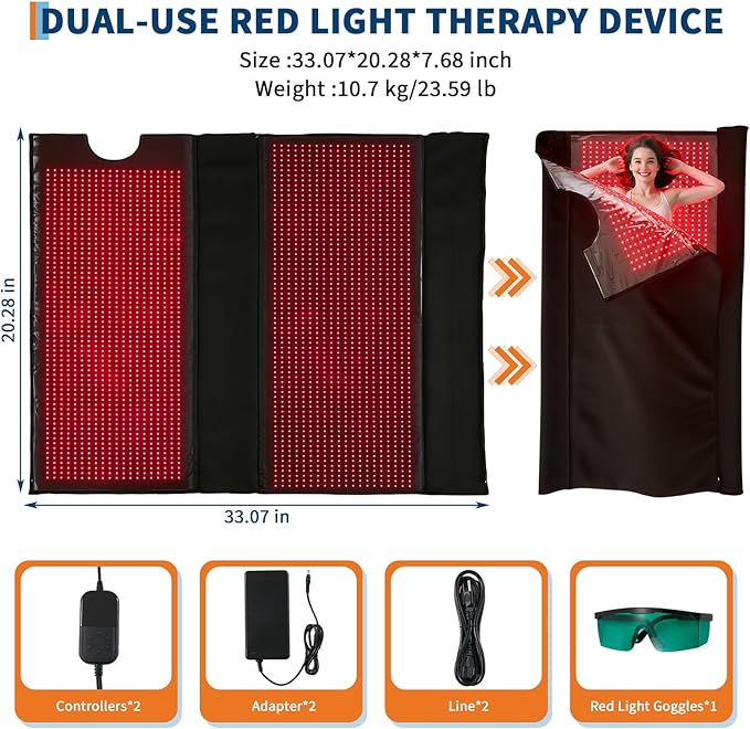 Red Light Therapy Sleeping Bag 2680 LEDs Full Body Red Infrared Light Therapy Device Home Use for Deep Tissue Treatment Skin Rejuvenation Muscle Recovery and Pain Relief