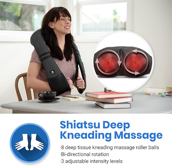 Etekcity FSA Eligible Cordless Neck Massager with Heat for Pain Relief Deep Tissue FSA Wearables Rechargeable Shiatsu Back Shoulder Massage Tool Best Gift for Mother Father HSA Items