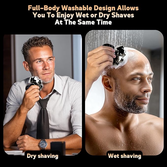 Electric Razor for MenHead Shavers for Bald MenElectric Shavers for Men with Wet &amp Dry Bald Head Shaver 9D Floating 5-in-1 Body Shavers Comes with Magnetic Detachable Blades