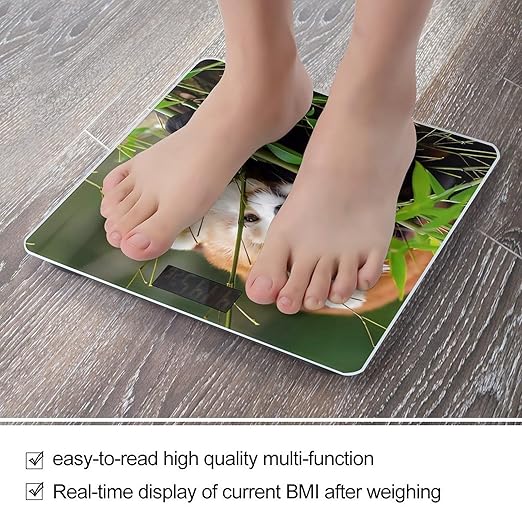 Little Red Panda Scale for Body Weight Anti-Slip Sturdy Tempered Glass Weighing Machine Highly Digital Accurate Bright LCD Bathroom Scale for Household Gift