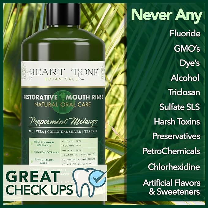Nano Silver Mouthwash | All Natural | Adult Restorative Mouth Rinse | Aloe Vera Colloidal Silver &amp Tea Tree | Complete Oral Care &amp Fresh Breath | Fluoride GMO &amp Alcohol Free