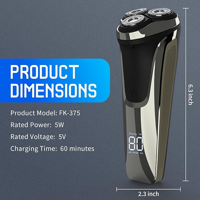 Snapbuy Electric Razor for Men Waterproof Cordless Shaver with 90-Min Runtime4D Floating Precision Blades System Fast Charging Travel-Friendly for Wet &amp Dry Use (Blue)