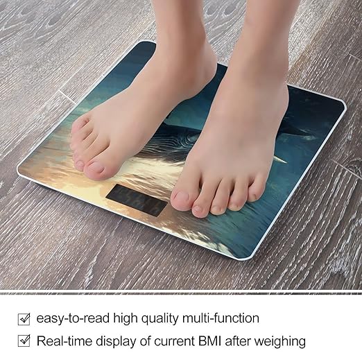 Whale Above Sea Water Scale for Body Weight Sturdy Tempered Glass Weighing Scales with LCD Display Accurate Digital Bathroom Scale Convenient Body Fat Smart Scales 400lb