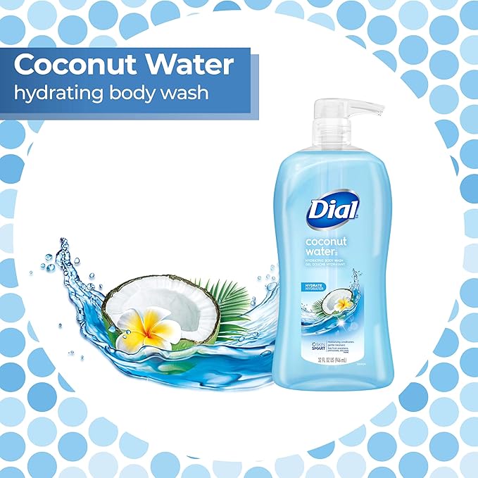 Dial Body Wash Refresh &amp Renew Spring Water 23 fl oz (Pack of 3) + Coconut Water 32 fl oz