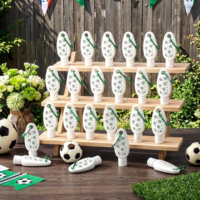 Leelosp 24 Pcs Soccer Team Gift Bulk Mini Sunscreen Travel Size 1oz Sport Party Favor Sunscreen Keychain with Clip Spf 30 Fragrance Free Broad Spectrum Soccer Accessories for Girl