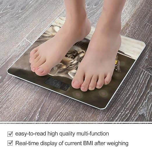 Cat and Butterfly Bathroom Scale for Body Weight Bathroom Weighing Scale with Backlit LCD Display Highly Accurate Measures Weight Up to 180kg
