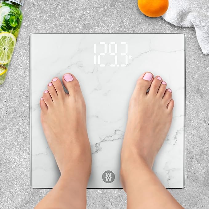 Weight Watchers Scales by Conair Scale for Body Weight Digital Bathroom Scale in White Marble Finish