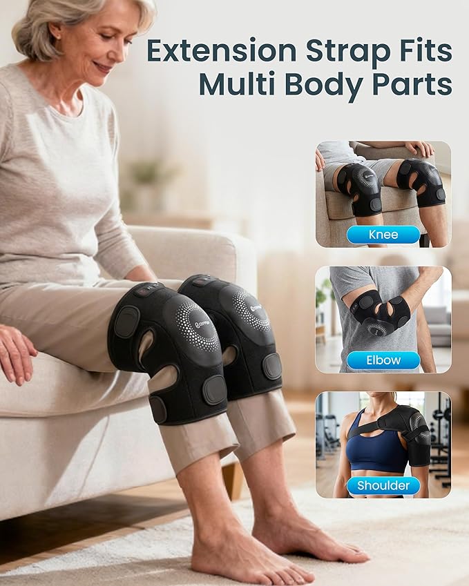 COMFIER Cordless Heated Knee Massager with Vibration Knee Brace with Graphene Heating Pad 5 Modes &amp 3 Heat Levels Portable Knee Massager for Men Women Seniors Gift for Mom Dad