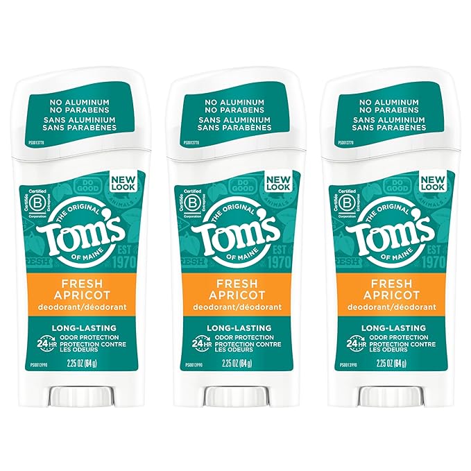Tom's of Maine Long-Lasting Aluminum-Free Natural Deodorant for Women Fresh Apricot 2.25 oz. 3-Pack (Packaging May Vary)