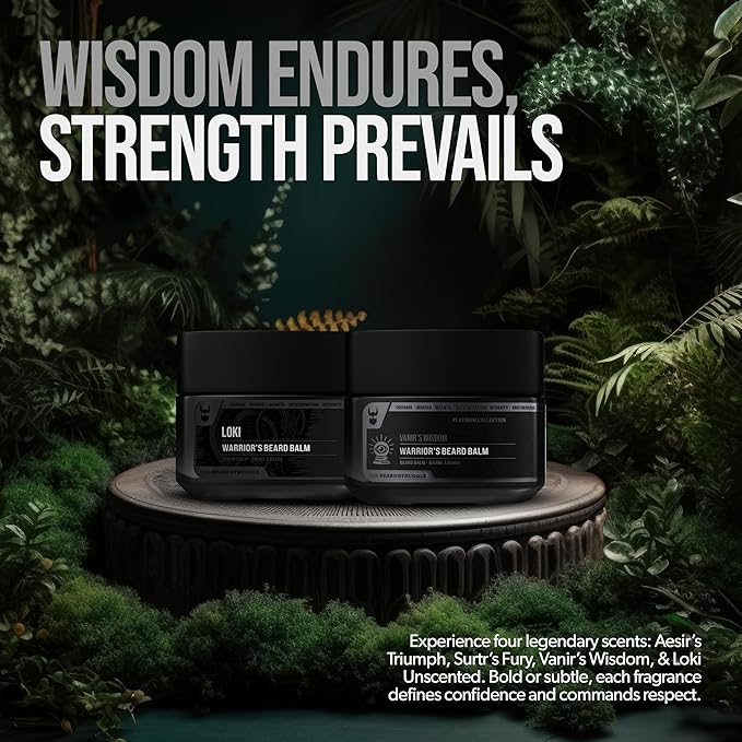 The Beard Struggle Warrior’s Beard Balm - Gold Collection Asgardian Secret - Non-Greasy Low-Hold Formula Luxurious Cologne-Grade Fragrances 100% Natural and Plant-Based Ingredients - 50g