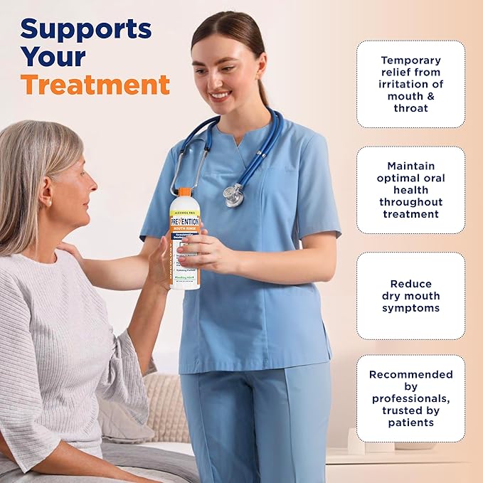 Prevention Oncology Alcohol Free Mouthwash Soothing Gentle &amp Moisturizing Mouthsore and Dry Mouth Mouthwash Specially Formulated for Patients Undergoing Oncology Treatment - 2-Pack