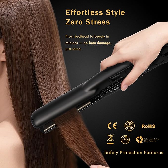 Eagle Fortress Flat Iron Hair Straightener for Women Hair Crimper 1 Inch with Ceramic Coating Digital Display 3 Temp Settings