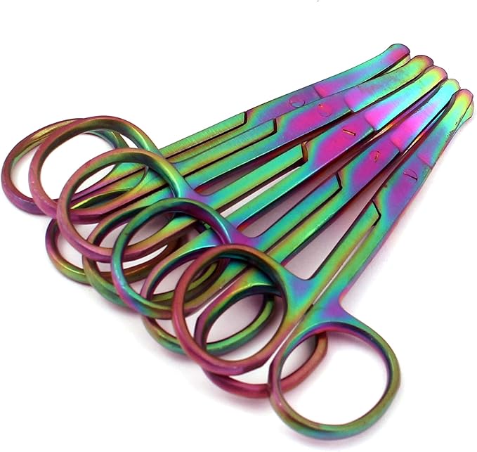 Set of 10 Pieces 3.5 Rainbow Nose Scissors Straight &amp Curved Mustache Scissors Ear Beard Trimming Eyebrow Shears Personal Grooming Men Women Stainless Steel Multi-purpose