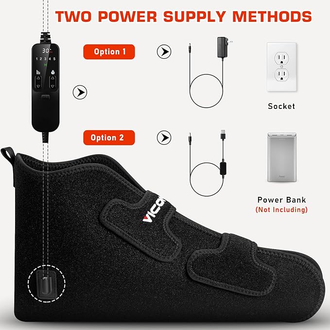 Viconor Red Light Therapy for Feet 2 Packs —Infrared Light Therapy Shoes Wraps Toes &amp Ankle Led Near Infrared Light Boots Controller Adjustable Power &amp Time