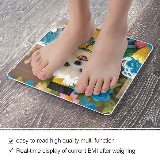 Cute Maltese Puppy Weight Scale Highly Accurate Digital Weighing Scale with Large LCD Display Smart Bathroom Scales for Home Bedrooms and Gift Giving