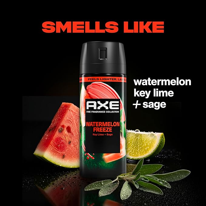 AXE Fine Fragrance Collection Body Spray Watermelon Freeze 3 Count 72 Hour Freshness Aluminum Free 2.9 oz