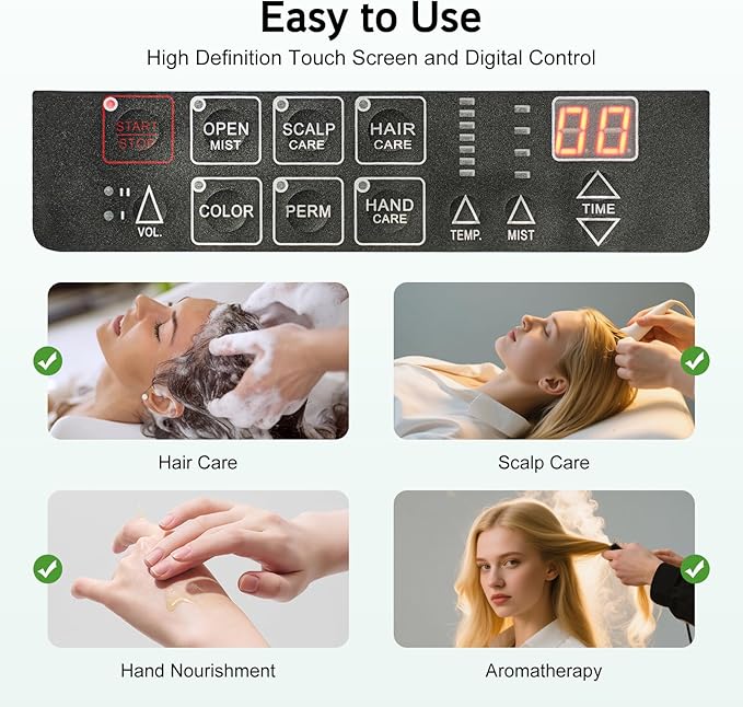 Vertical Nano Hair Steamer Nano Steamer Anion Hair Dyeing Machine 110V 500W Nano Hair Steamer Hair Color Processor Stand Up Base Salon Spa Equipment with Smart Touch Control&ampDrawer Kettle 33.8