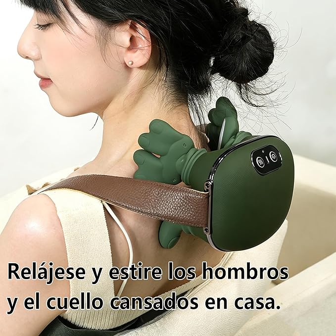 Biomimetic Heated Massager Portable Acupressure Neck and Back Massager Electric deep Tissue 4D kneading Massage Designed to Relieve Pain and Relax Muscles with Simulated Human Hands(Green)