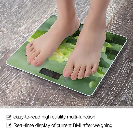 Absinthe Green Lotus Garden Smart Scale for Body Weight Digital Bathroom Scale Toughened Glass Weight Scale with Large LCD Backlight Display High Precision Scales Weighing Machine