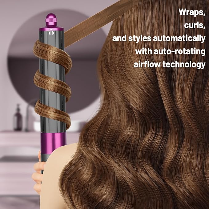 1.6INCH/40MM Long Barrel for Dyson Airwrap Attachment Long Hair Curling Barrels Roller Attachment Compatible with Air Wrap HS01/05/08 Automatic Curlers for Loose Curls(Rose)
