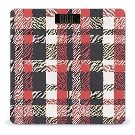 Plaid Red and Black Scale for Body Weight Smart Scales Digital Bathroom Scale High Precision Weighing Scales with Large Display Weighing Machine for People