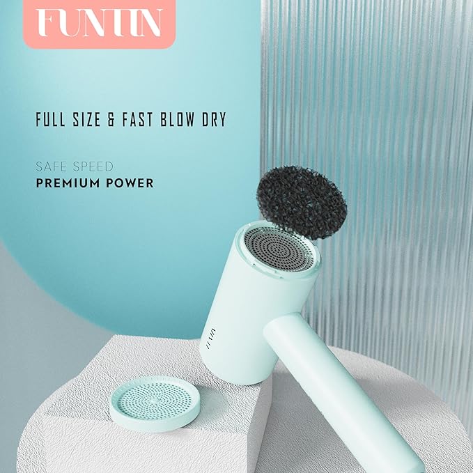 Funtin Hair Dryer Blow Dryer with Diffuser Brush Comb 1800W Full Accessories for Women Professional Tifunny Blue