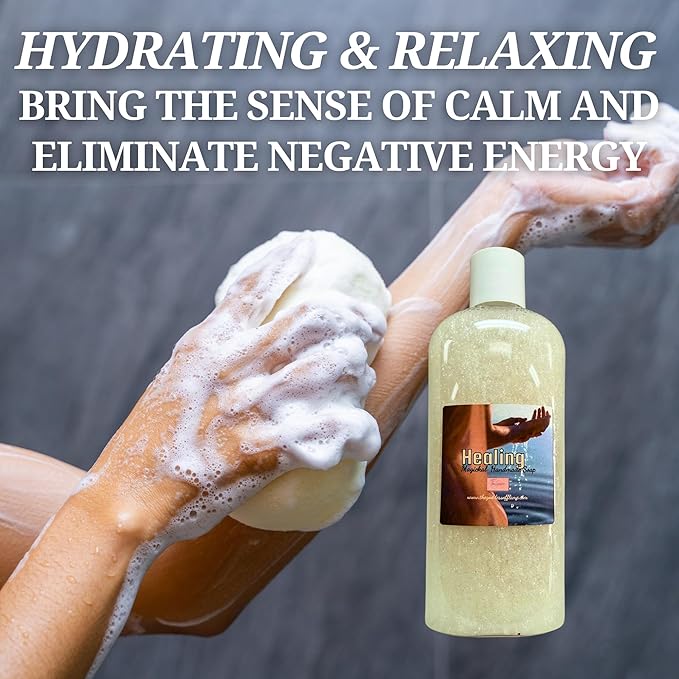 Healing Shower Gel – 8 oz Handmade Body Wash for Spiritual Emotional &amp Energetic Cleansing – Eucalyptus Scent – Altar-Charged – Wiccan Hoodoo Conjure Pagan Ritual Use – Vegan &amp Sulfate-Fre