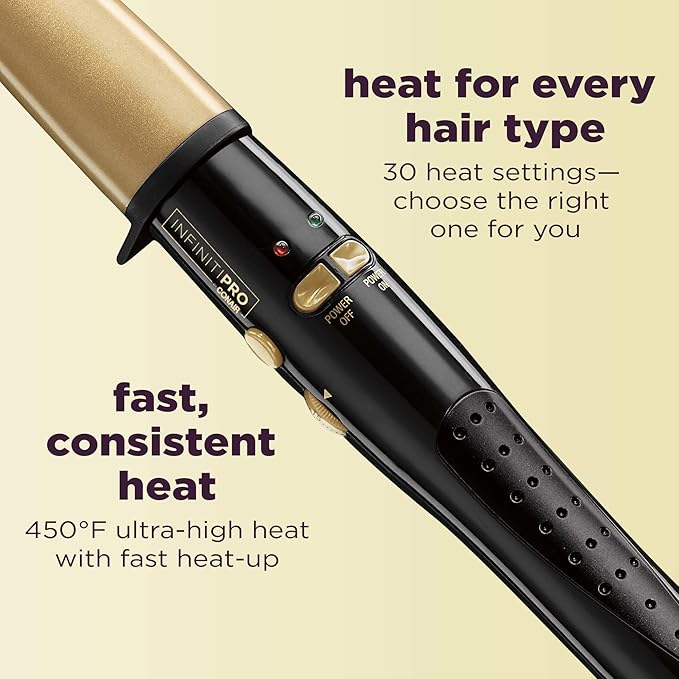INFINITIPRO BY CONAIR Ultra-High Heat Tourmaline Ceramic Curling Wand 1 1/4-inch to 3/4-inch Curling Wand
