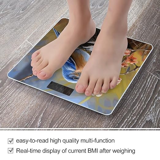 Eastern Bluebird Scale for Body Weight High Precision Digital Weight Scales with LCD Display Anti-Slip Sturdy Slim Tempered Glass Bathroom Scale for Home Use